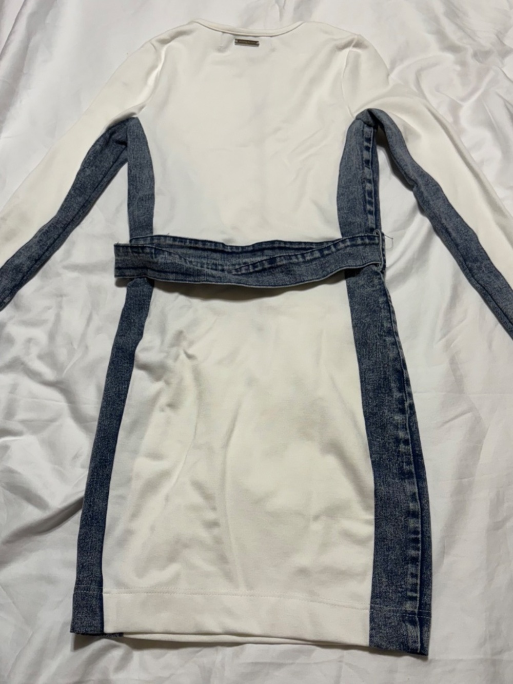 Manière De Voir Contrast Denim & Knit Long Sleeve Mini Dress Size 6 NWOT - Picture 4 of 6